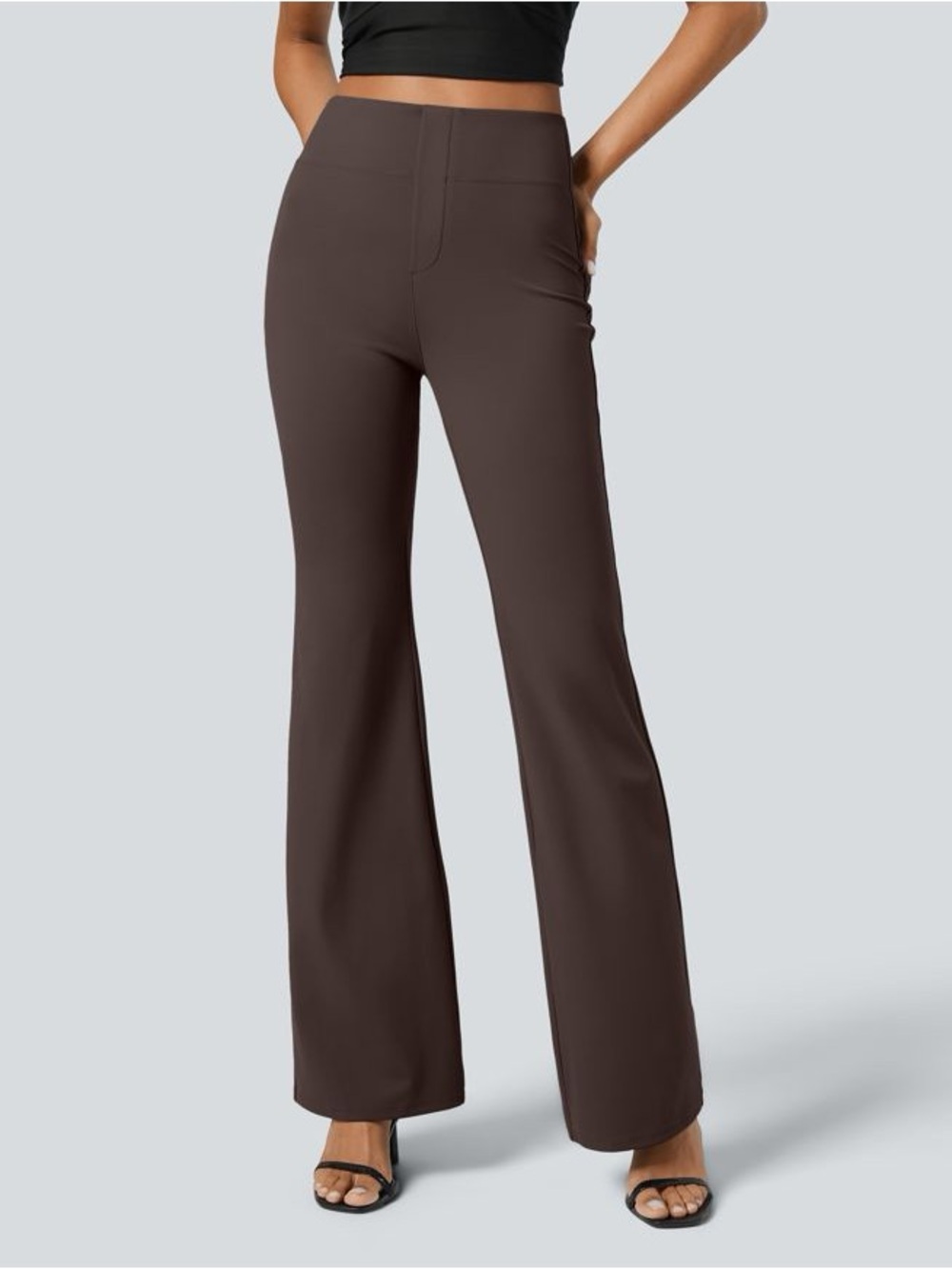 Halara Flex High Waisted Slight Flare Work Pants Brown Size M Office NEW